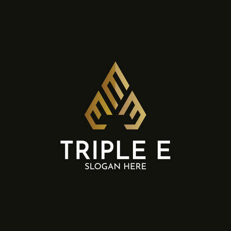 Modern 3 letter E logo template vector forming an abstract triangle.のイラスト素材