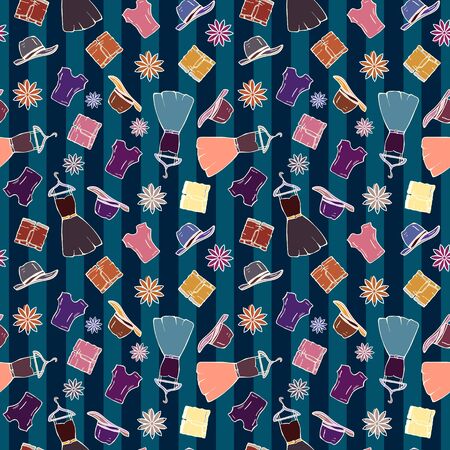 clothes seamless pattern. eps10 vector illustration. hand drawingのイラスト素材