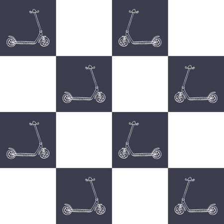 electric scooters seamless pattern. vector illustration. hand drawingのイラスト素材