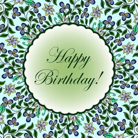 Happy birthday - card. eps10 vector illustration. pattern of decorative floral. hand drawingのイラスト素材