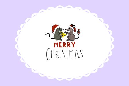 Merry Christmas - greeting card. eps10 vector illustration. hand drawingのイラスト素材
