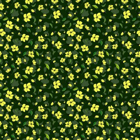 Seamless pattern of flowers, buds, leaves.のイラスト素材