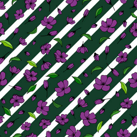 Seamless pattern of flowers, buds, leaves.のイラスト素材