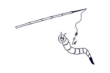 hook fishing rod and worm. fishing. eps 10 vector stock illustration.のイラスト素材