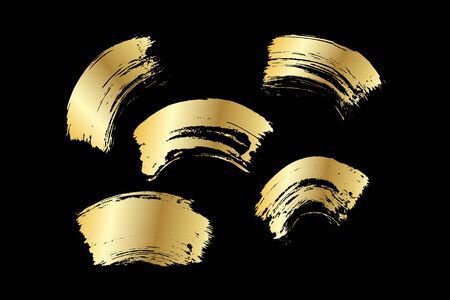 gold paint brush strokes. vector stock illustration. hand drawing.のイラスト素材