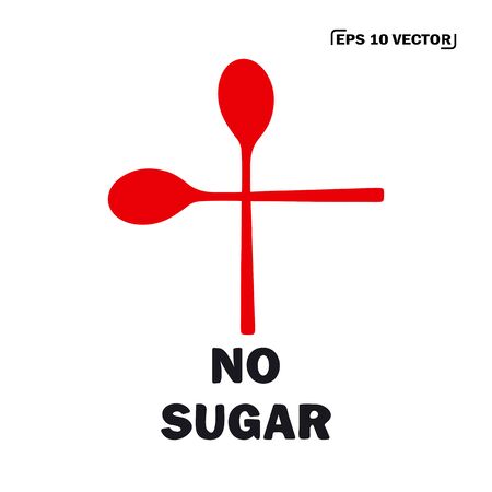 NO SUGAR - frase. red spoons on white background. eps10 vector stock illustrationのイラスト素材