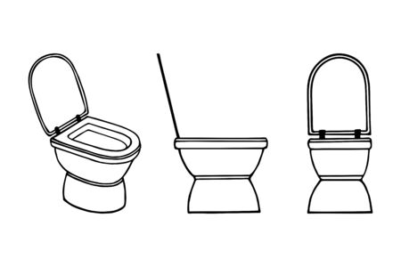toilet bowl set with cover. eps10 vector stock illustration. out lineのイラスト素材