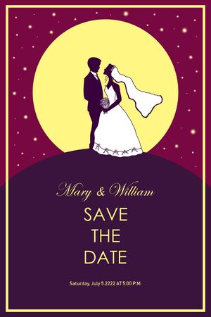 Wedding card with the bride and groom. eps10 vector stock illustration.のイラスト素材