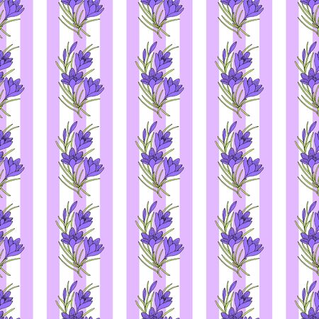 crocus flowers seamless pattern.のイラスト素材