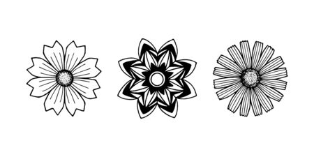 decorative flowers  hand drawing. out lineのイラスト素材