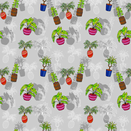 Flowerpots seamless pattern Vector stock illustrationのイラスト素材