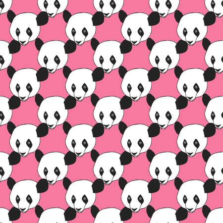 Pandas heads seamless pattern illustrationのイラスト素材