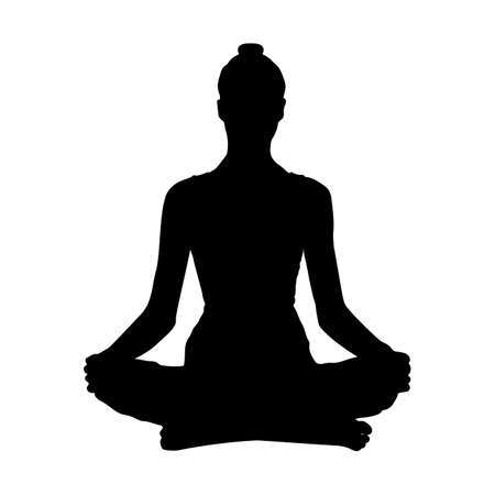 The girl is engaged in meditation, yoga silhouette. Vector stock illustration eps10のイラスト素材