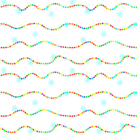 Seamless New Year's pattern of colorful balls and snowflakes. Vector stock illustration eps10のイラスト素材