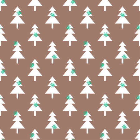 Seamless New Year's pattern of fir trees and snowflakes. Vector stock illustrationのイラスト素材