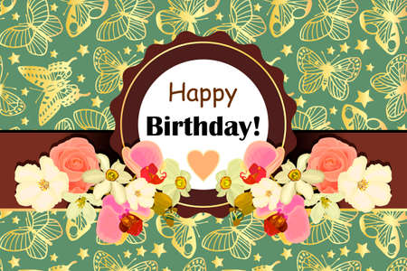Happy Birthday! card. Vector stock illustrationのイラスト素材