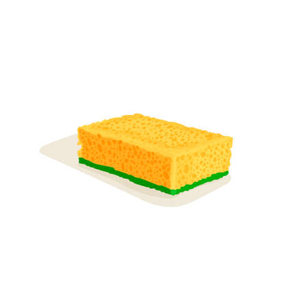 Yellow sponge for washing dishes. Vector stock illustrationのイラスト素材