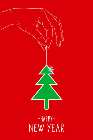 HAPPY NEW YEAR! Card. Christmas tree  Vector stock illustration.のイラスト素材