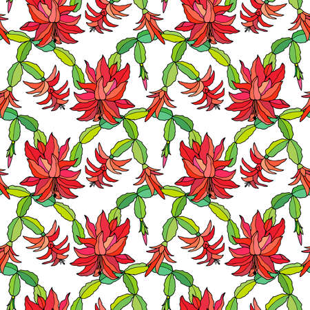 Lilac flowers seamless pattern of Christmas plants.のイラスト素材