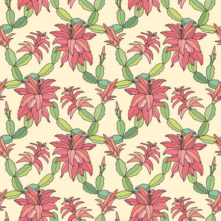 Lilac flowers seamless pattern of Christmas plants.のイラスト素材