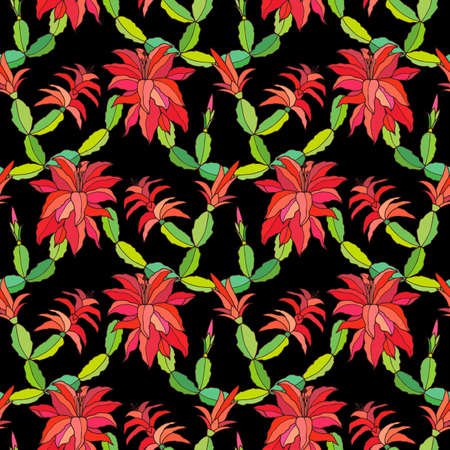 Lilac flowers seamless pattern of Christmas plants.のイラスト素材