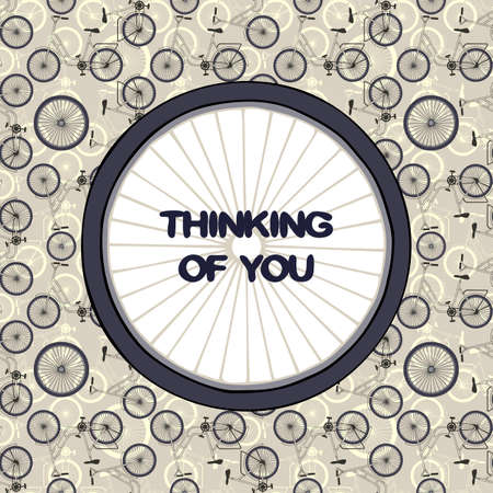 Thinking of you- card. Round frame made of bicyclesのイラスト素材