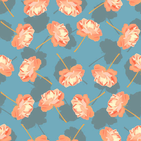 Pink roses seamless pattern vector illustrationのイラスト素材