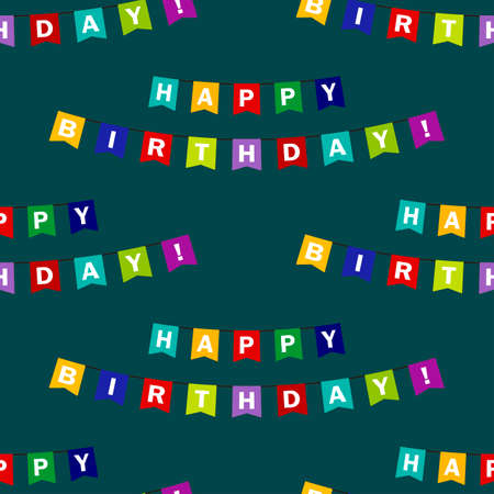Seamless pattern of inscriptions HAPPY BIRTHDAY!のイラスト素材