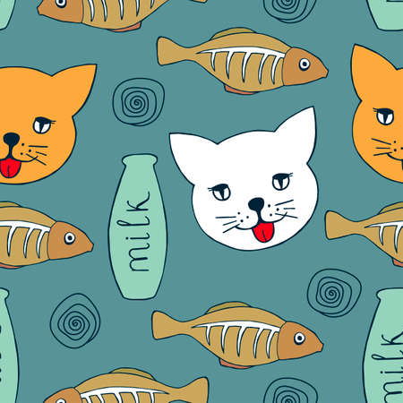 children's pattern of cats.のイラスト素材