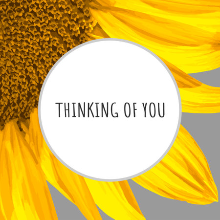 Thinking of you - card with flowers.のイラスト素材
