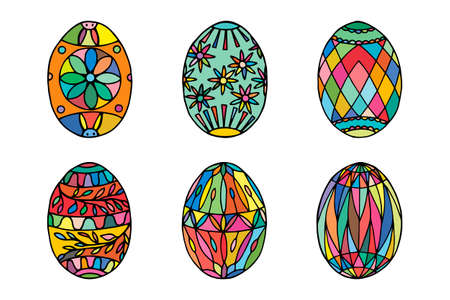 Easter eggs set Vector stock illustration.のイラスト素材