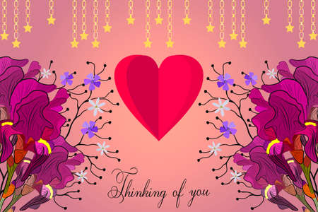 Thinking of you - card. Vector stock illustrationのイラスト素材