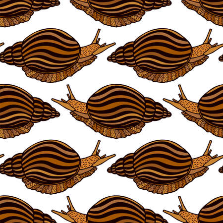 Seamless pattern of Snail. Vector stock illustration eps10. Isolate on white backgroundのイラスト素材