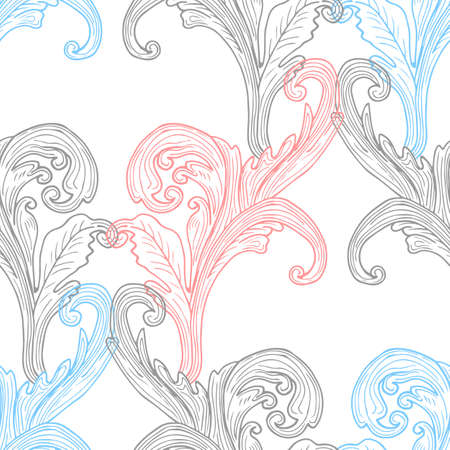 Seamless pattern of Ornamental plant. Vector stock illustration eps10. Hand drawing.のイラスト素材