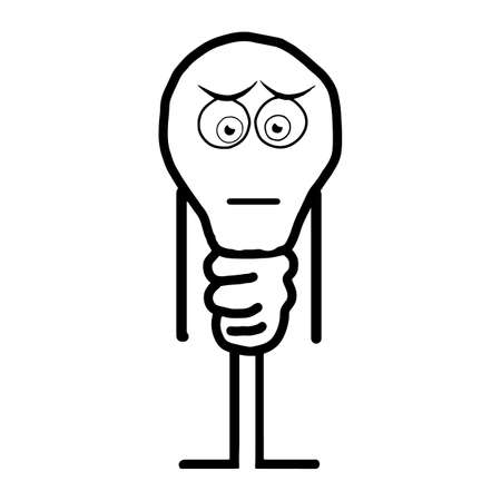 Cartoon sad light bulb with eyes. Vector stock illustration eps10.のイラスト素材