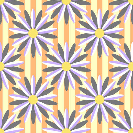 Geometric flowers seamless pattern. Vector stock illustration.のイラスト素材
