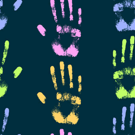 Palm print seamless pattern. Vector stock illustration.のイラスト素材