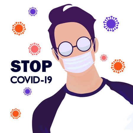 Stop Covid-19 - text . COVID-19, Novel coronavirus, 2019-nCoV.  Vector stock illustration of ep10.のイラスト素材