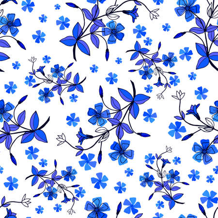 Seamless pattern of Flowers Periwinkle.のイラスト素材