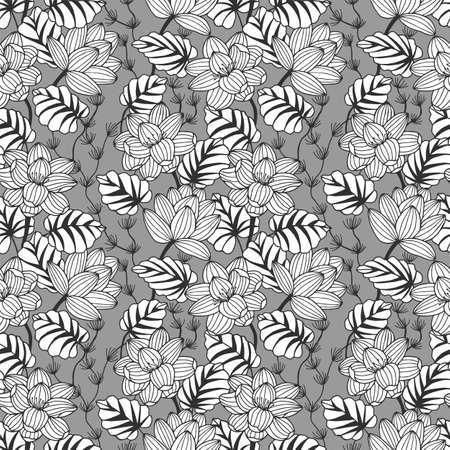 Decorative flowers seamless pattern. Vector stock illustration.のイラスト素材