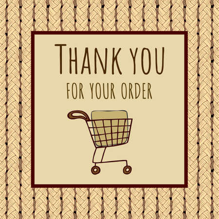 Thank You For Your Order, Online Order, Business Owner, Packaging. Shopping basket, trolley.のイラスト素材