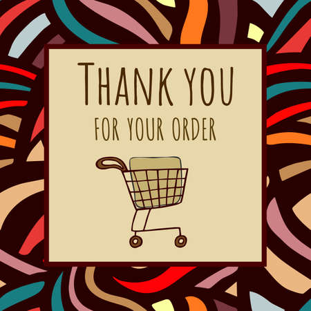 Thank You For Your Order, Online Order, Business Owner, Packaging. Shopping basket, trolley. Vector stock illustration eps10.のイラスト素材