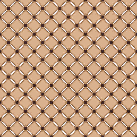 Seamless geometric pattern, sofa upholstery, buttons, in beige colors.のイラスト素材