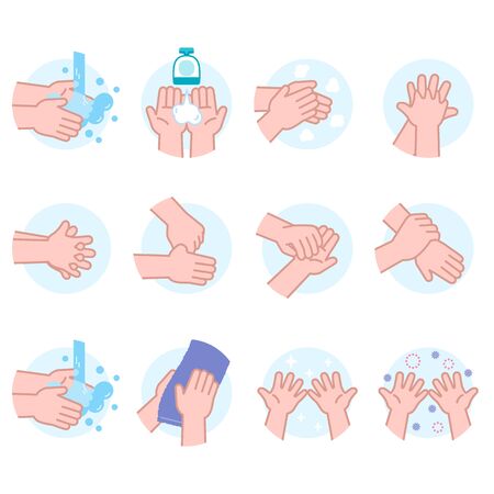 Hand washing Set Infection control Circleのイラスト素材
