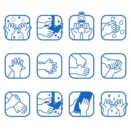 Hand washing Set Infection control  simpleのイラスト素材