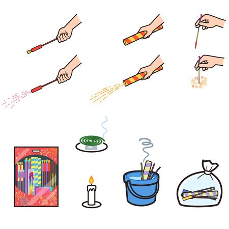 How to play fireworks / Tools to prepareのイラスト素材