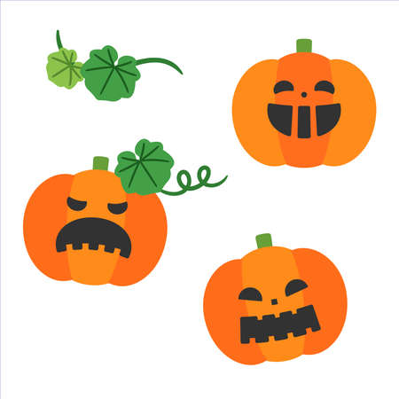 Halloween Jack-O-Lantern Various Face Set / 2 colorsのイラスト素材