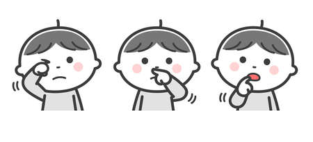 Set of a feverishly sick girl / 2 colorsのイラスト素材