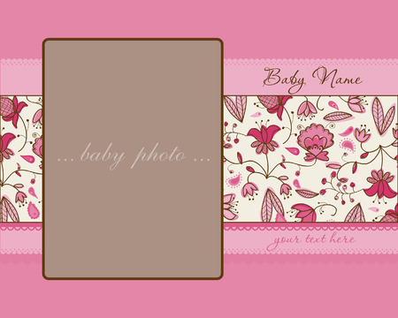 Baby Girl Arrival Card with Frameのイラスト素材
