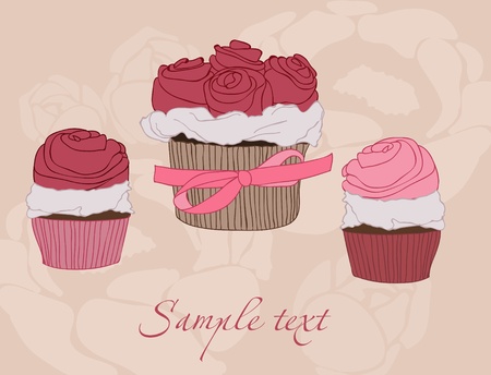 Beautiful Cupcake card in vectorのイラスト素材